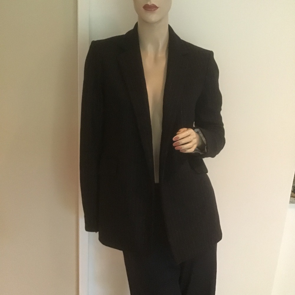 Theory Sedeia LS Melbourne Blazer Black Pinstripe Wool Blend Jacket 4 Menswear